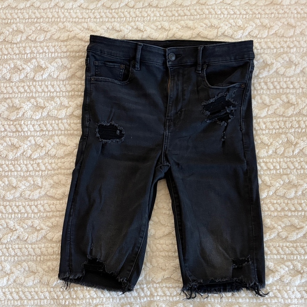 American Eagle Outfitters Black Ripped Women's Bermudas